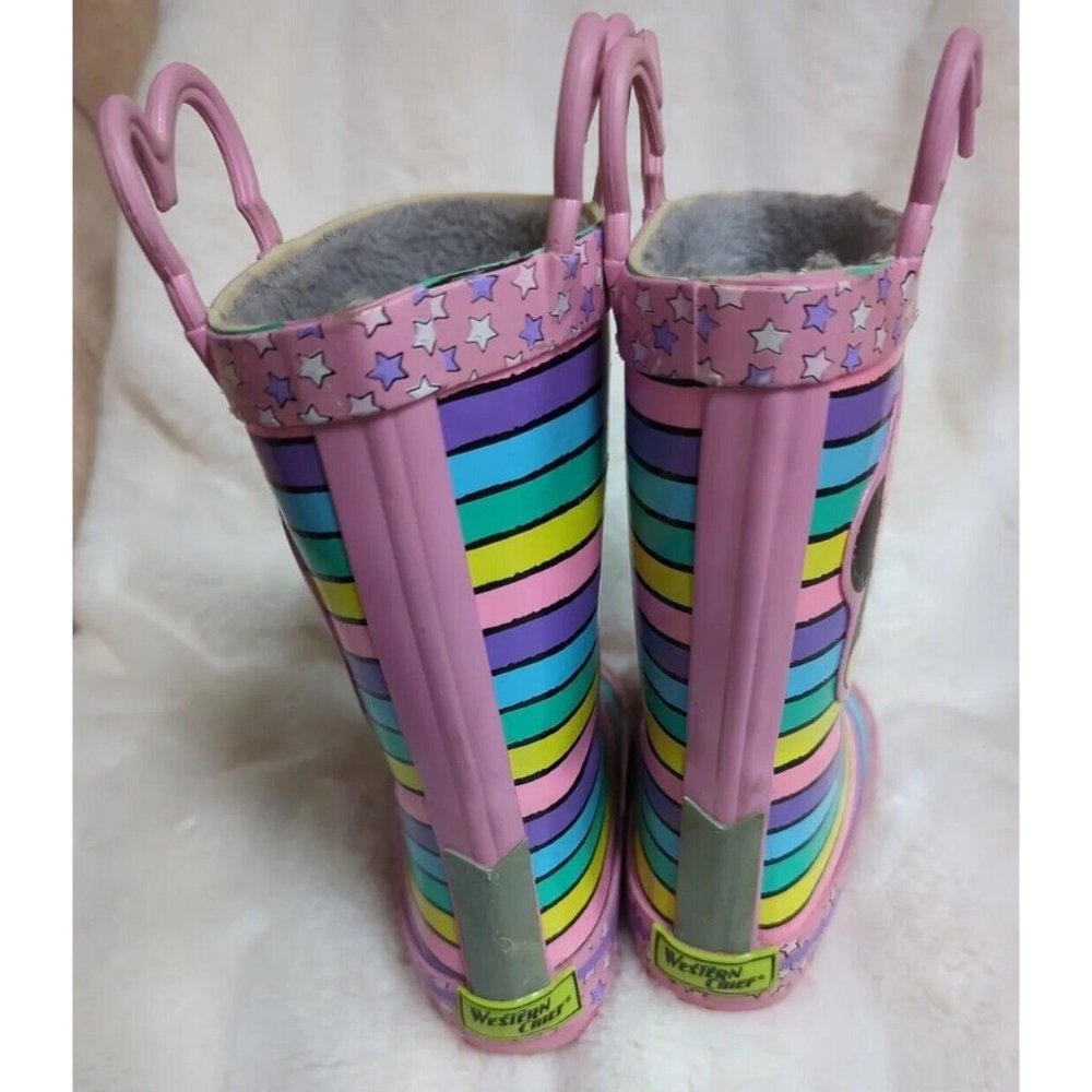 Western Chief Minnie Mouse Boots Girls Sz 7/8 fur‎ lined rain Pink - Picture 5 of 6